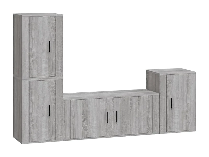 Albert-Etienne  4-delige Tv-meubelset bewerkt hout grijs sonoma eikenkleurig