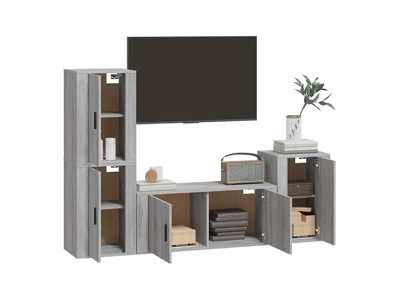 Albert-Etienne  Ensemble de meubles TV 4 pcs Sonoma gris Bois d'ingénierie