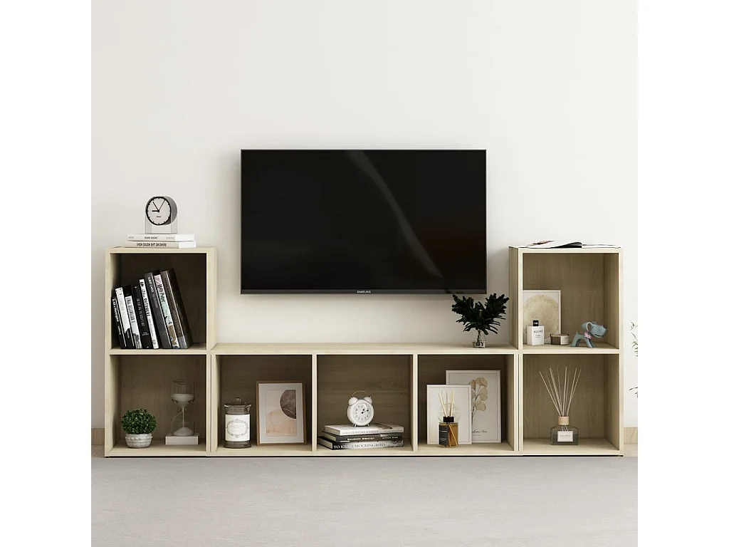 Julia Isabel  Ensemble de meubles TV 3 pcs Chêne sonoma Bois d'ingénierie