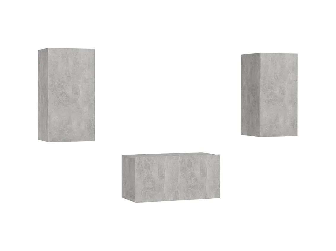 Deadwood  Ensemble de meubles TV 3 pcs Gris béton Bois d'ingénierie