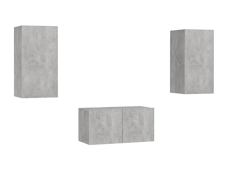 Deadwood  Ensemble de meubles TV 3 pcs Gris béton Bois d'ingénierie