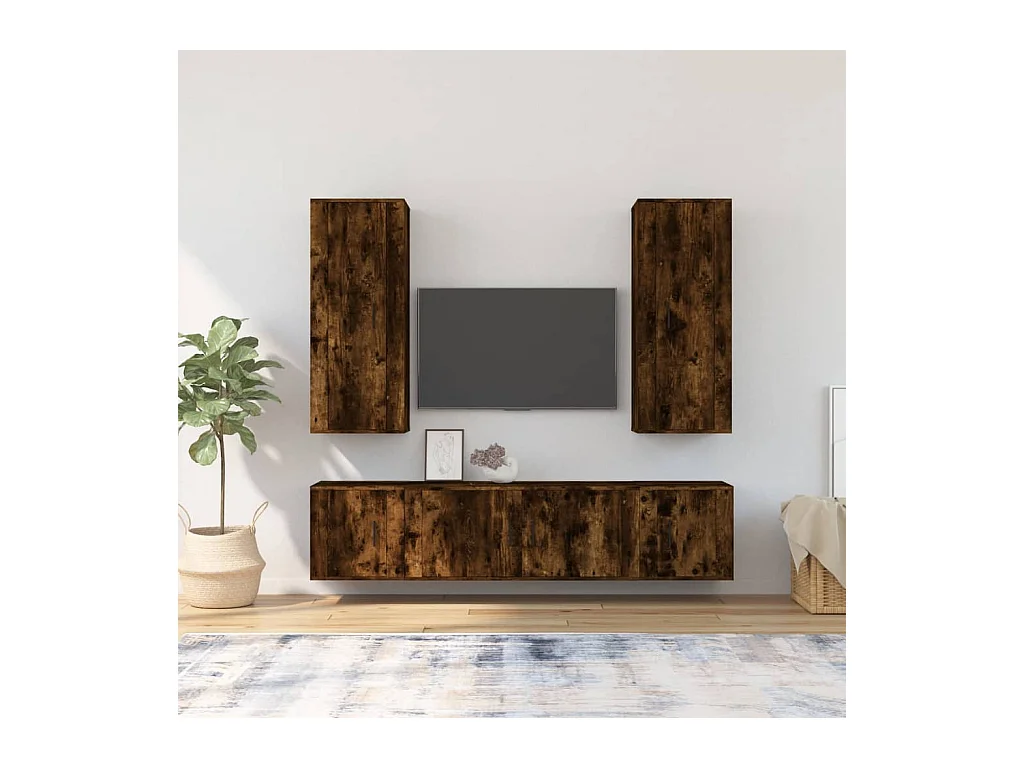 Gunner  Ensemble de meubles TV 5 pcs Chêne fumé Bois d'ingénierie