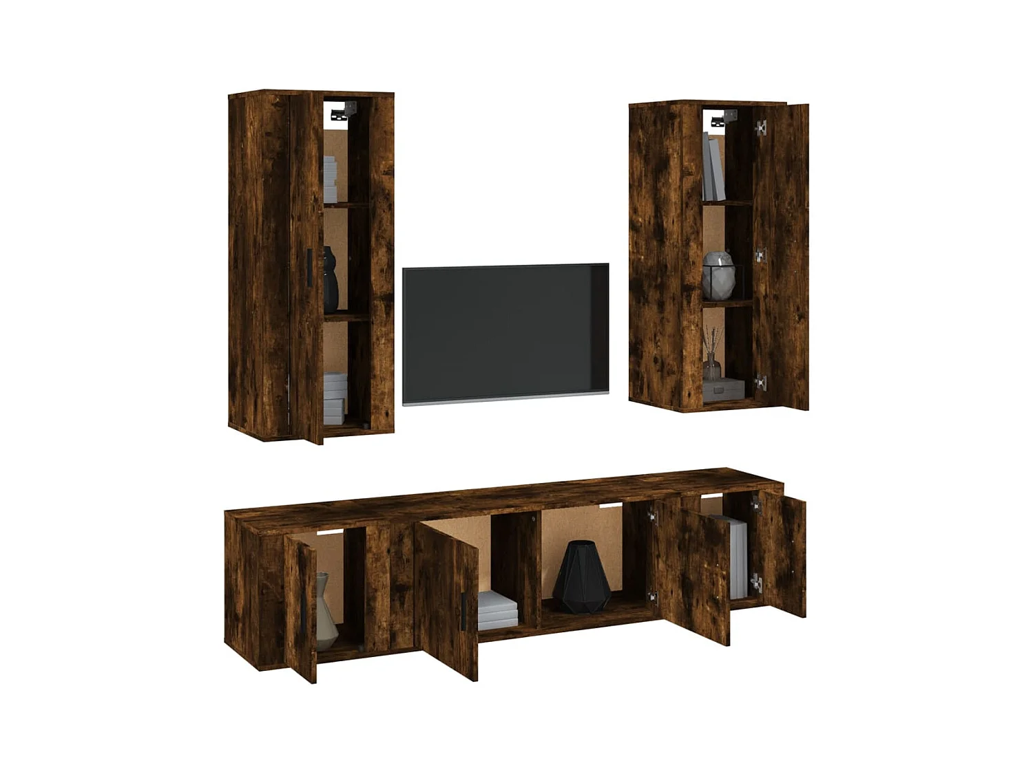 Gunner  Ensemble de meubles TV 5 pcs Chêne fumé Bois d'ingénierie