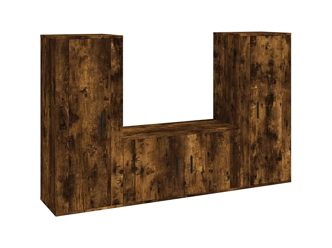 Wenara  Ensemble de meubles TV 3 pcs Chêne fumé Bois d'ingénierie