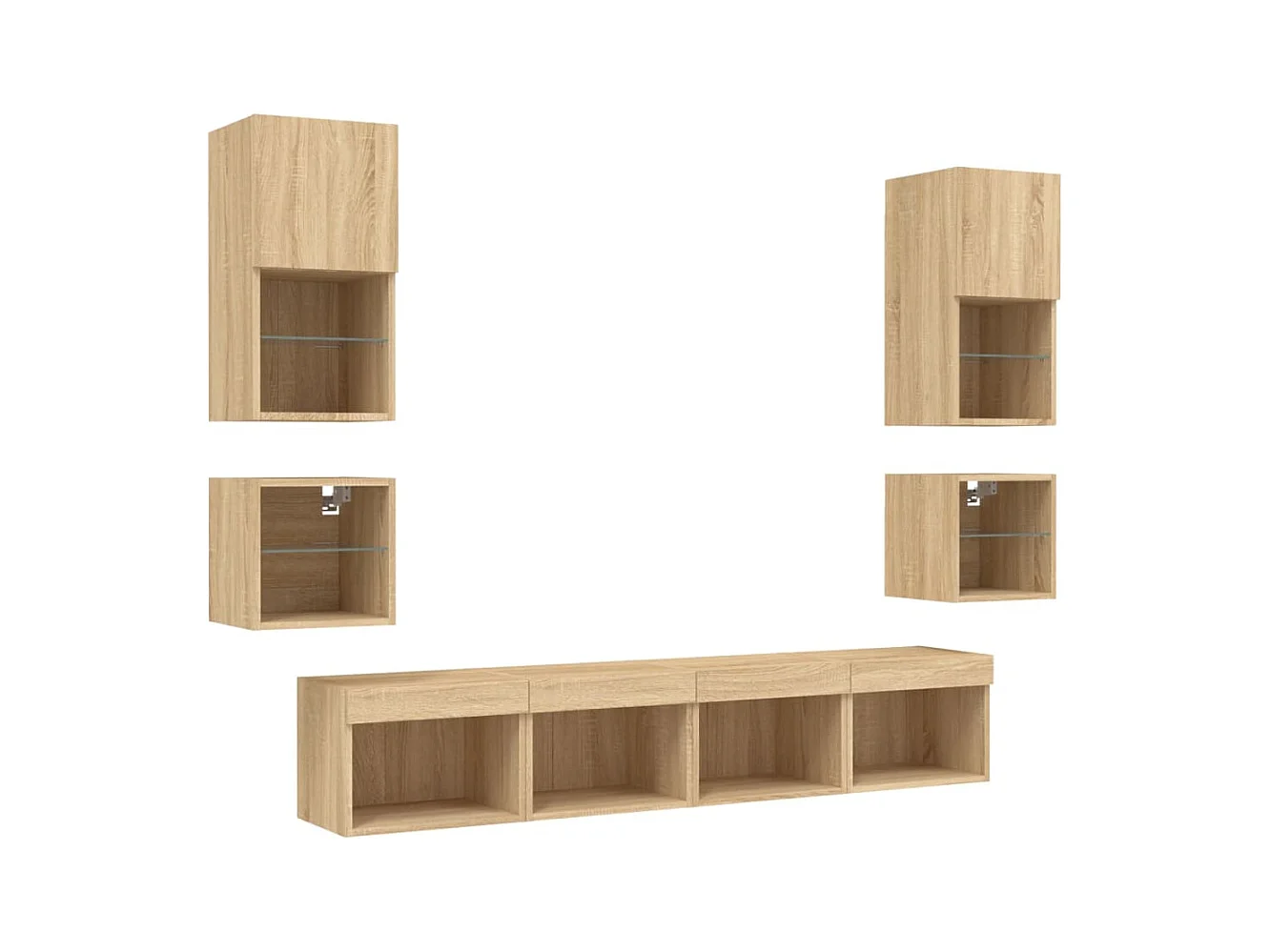 Hässleholm  Unités murales TV avec LED 8 pcs chêne sonoma bois d'ingénierie