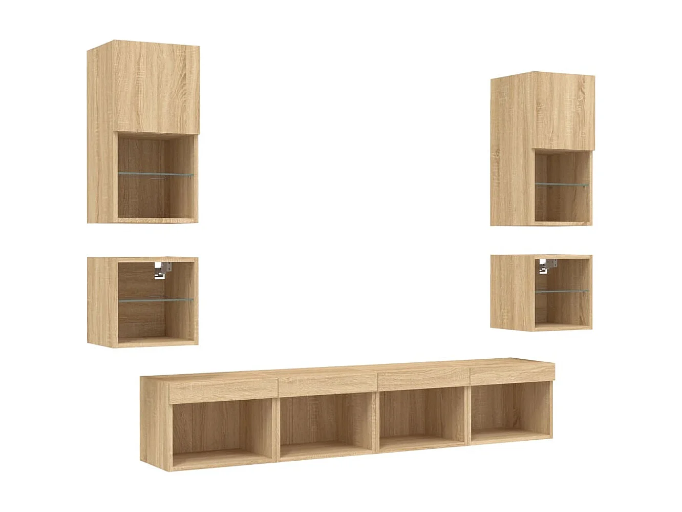 Hässleholm  Unités murales TV avec LED 8 pcs chêne sonoma bois d'ingénierie