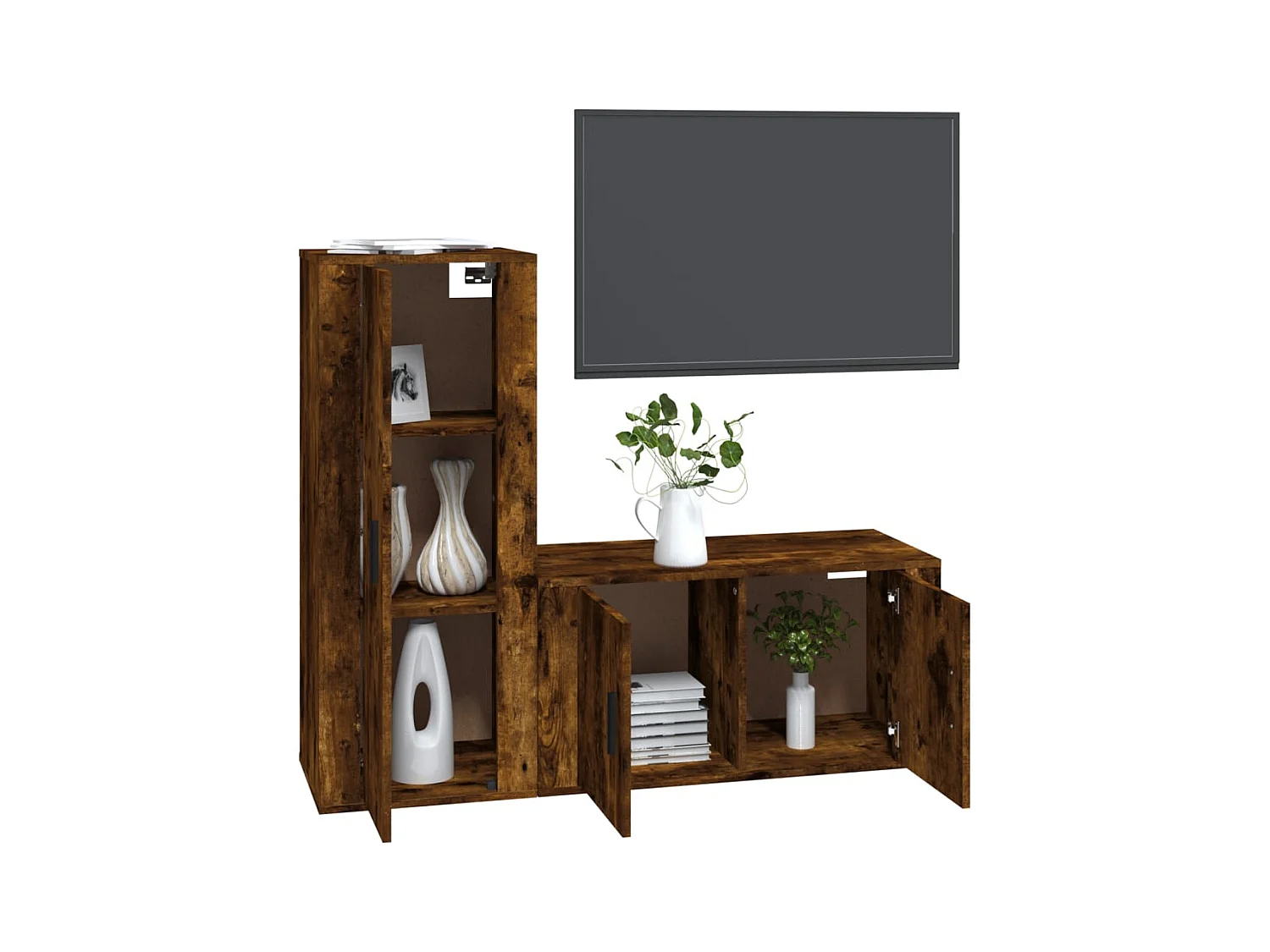 Emma  Set de muebles de TV 2 pzas madera contrachapada roble ahumado