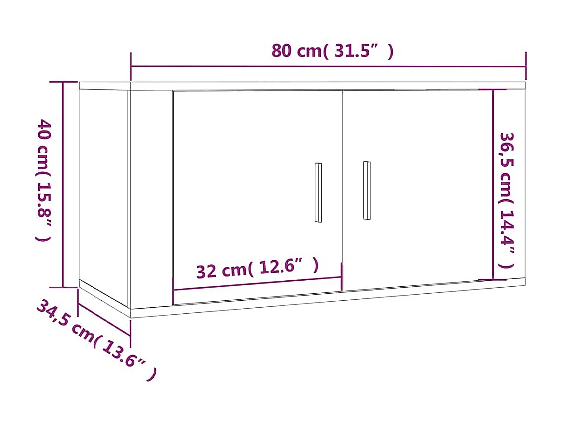 Emma  Set de muebles de TV 2 pzas madera contrachapada roble ahumado