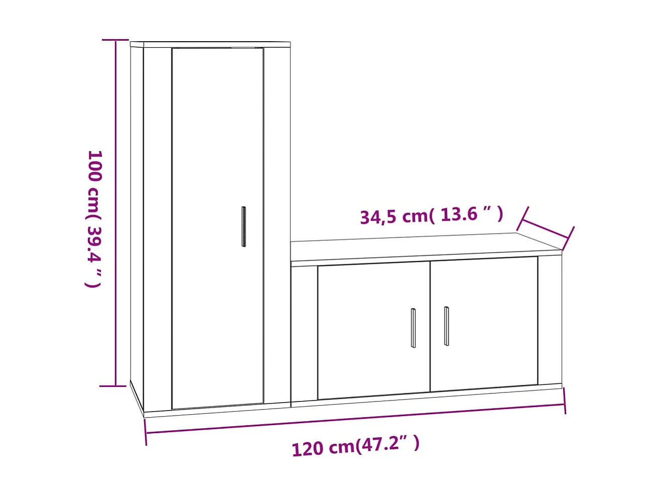 Emma  Ensemble de meubles TV 2 pcs Chêne fumé Bois d'ingénierie