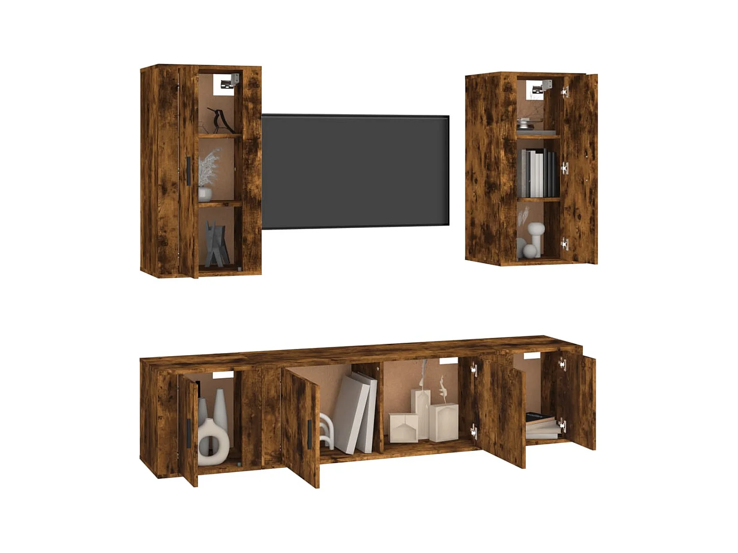 Erp  Ensemble de meubles TV 5 pcs Chêne fumé Bois d'ingénierie