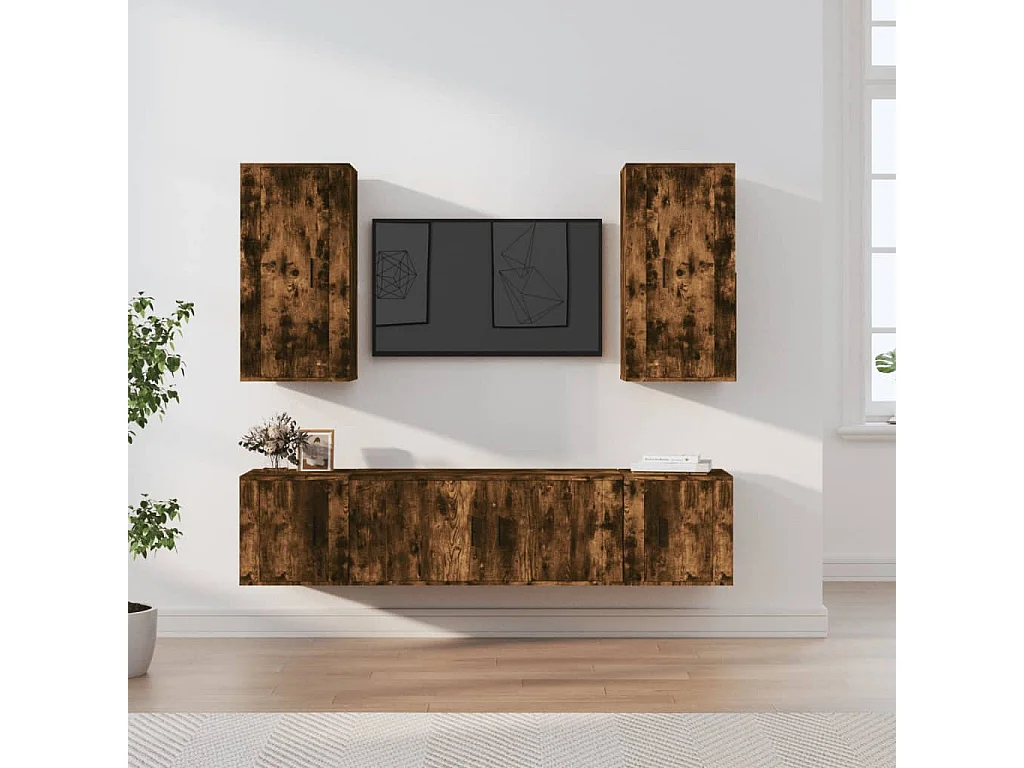 Erp  Ensemble de meubles TV 5 pcs Chêne fumé Bois d'ingénierie