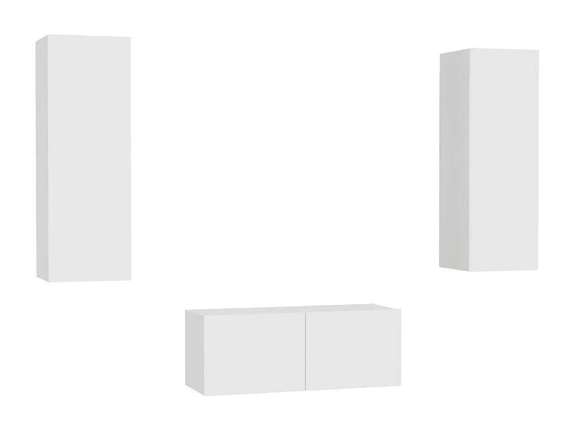 Deadwood  Set de muebles de salón TV 3 piezas madera de ingeniería blanco