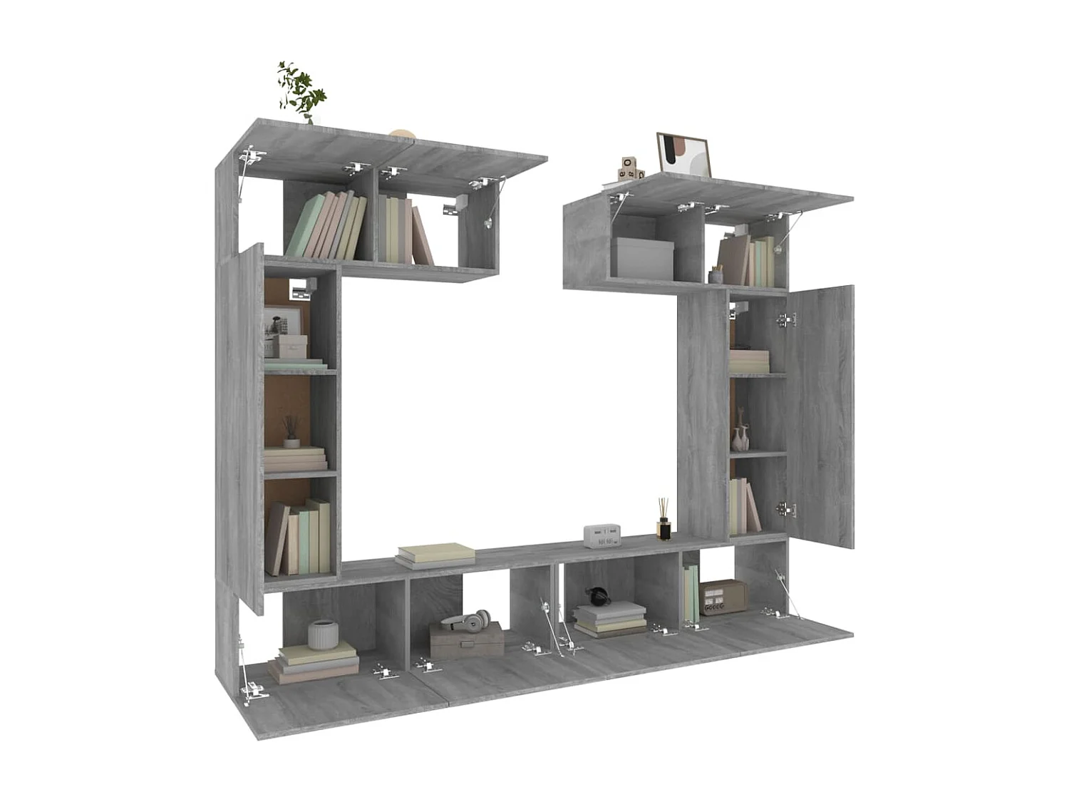 Nawal  6-delige Tv-meubelset bewerkt hout grijs sonoma eikenkleurig