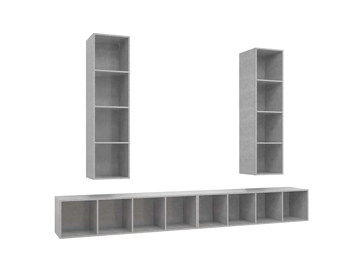Grete Marie  Tv-wandmeubelen 4 st bewerkt hout betongrijs