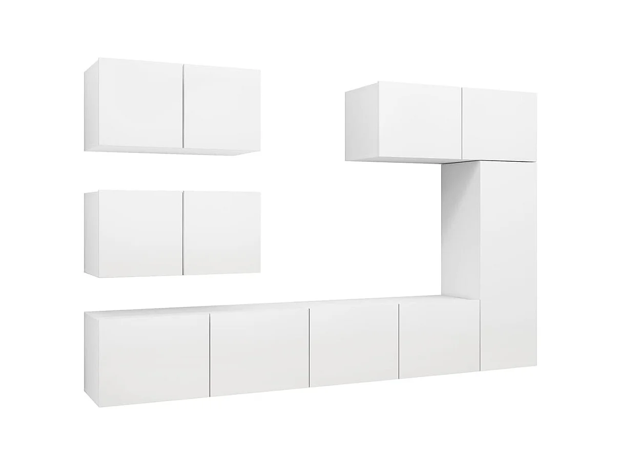 Lois  Set de muebles de salón TV 6 piezas madera de ingeniería blanco