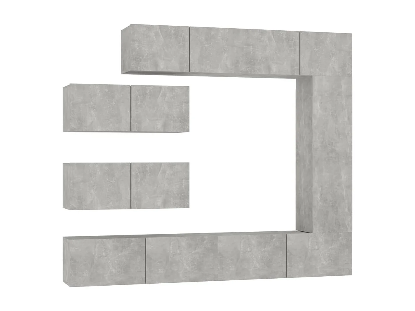 Garden Furniture -  Set de muebles de TV 7 pzas madera contrachapada gris hormigón