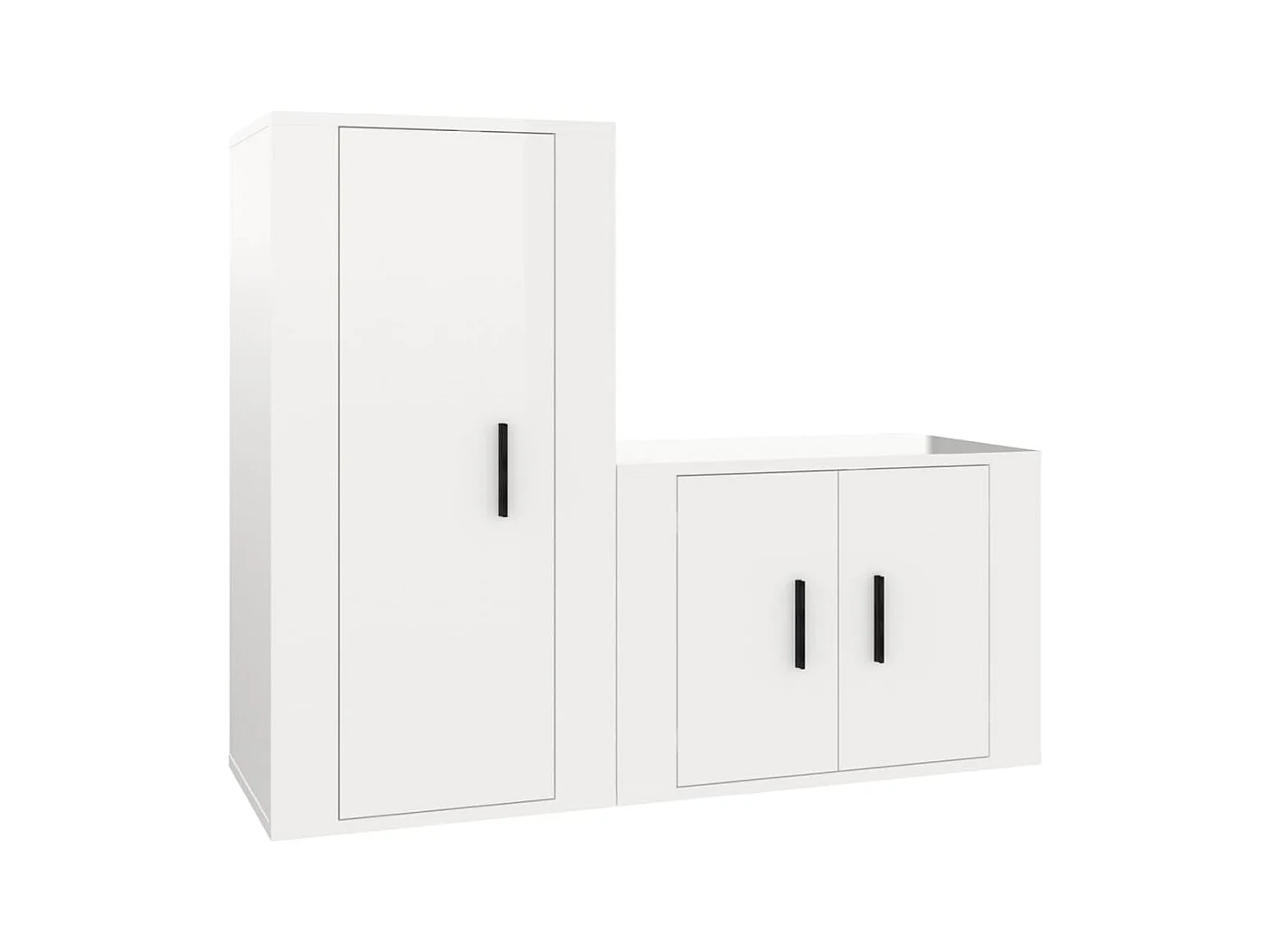 Ilke  Ensemble de meubles TV 2 pcs blanc brillant bois d'ingénierie