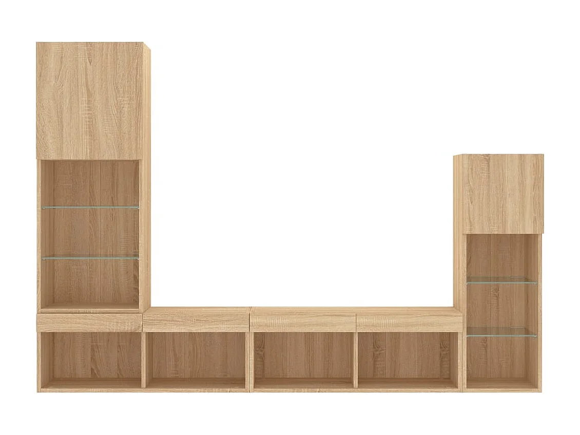 Aylrik  Unités murales TV avec LED 4 pcs chêne sonoma bois d'ingénierie