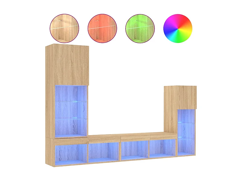 Aylrik  Unités murales TV avec LED 4 pcs chêne sonoma bois d'ingénierie