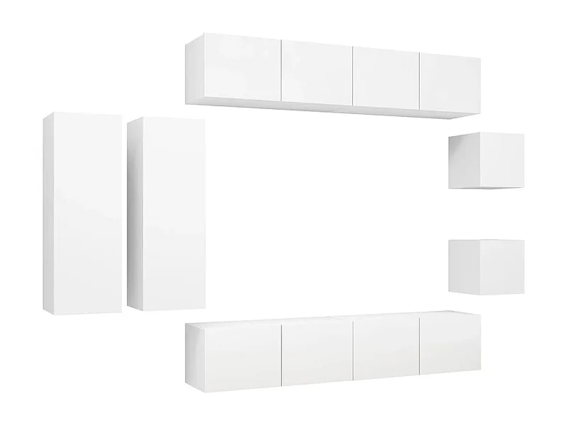 Rebecca  8-delige Tv-meubelset bewerkt hout wit