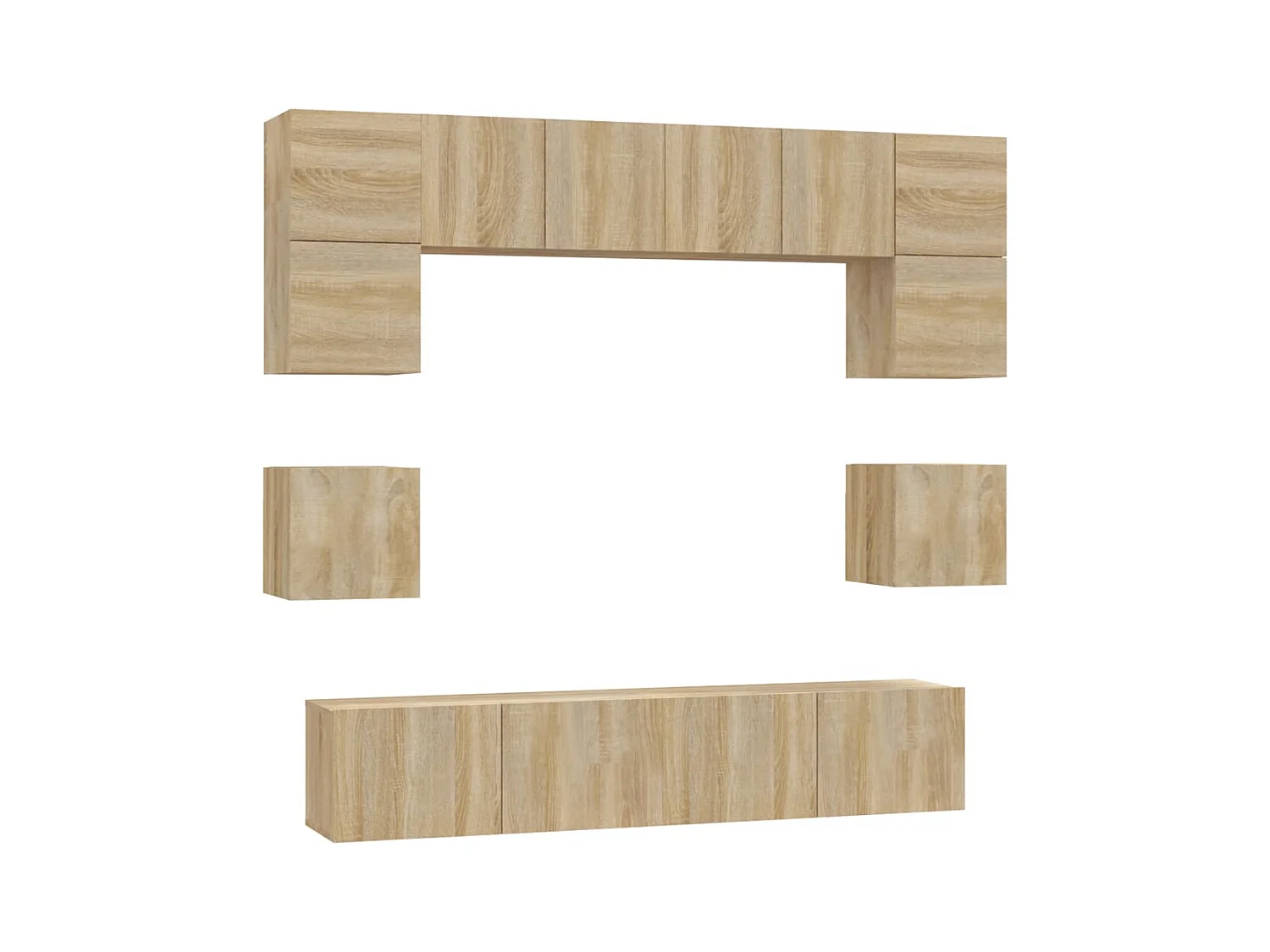 Doolin  Set de muebles para TV 8 pzas madera contrachapada roble Sonoma