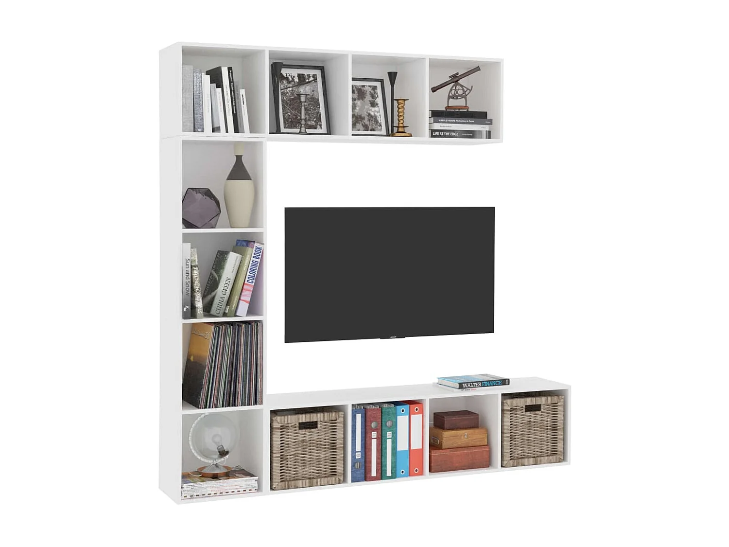 Elida  Ensemble de bibliothèque/meuble TV 3 pcs Blanc 180x30x180 cm