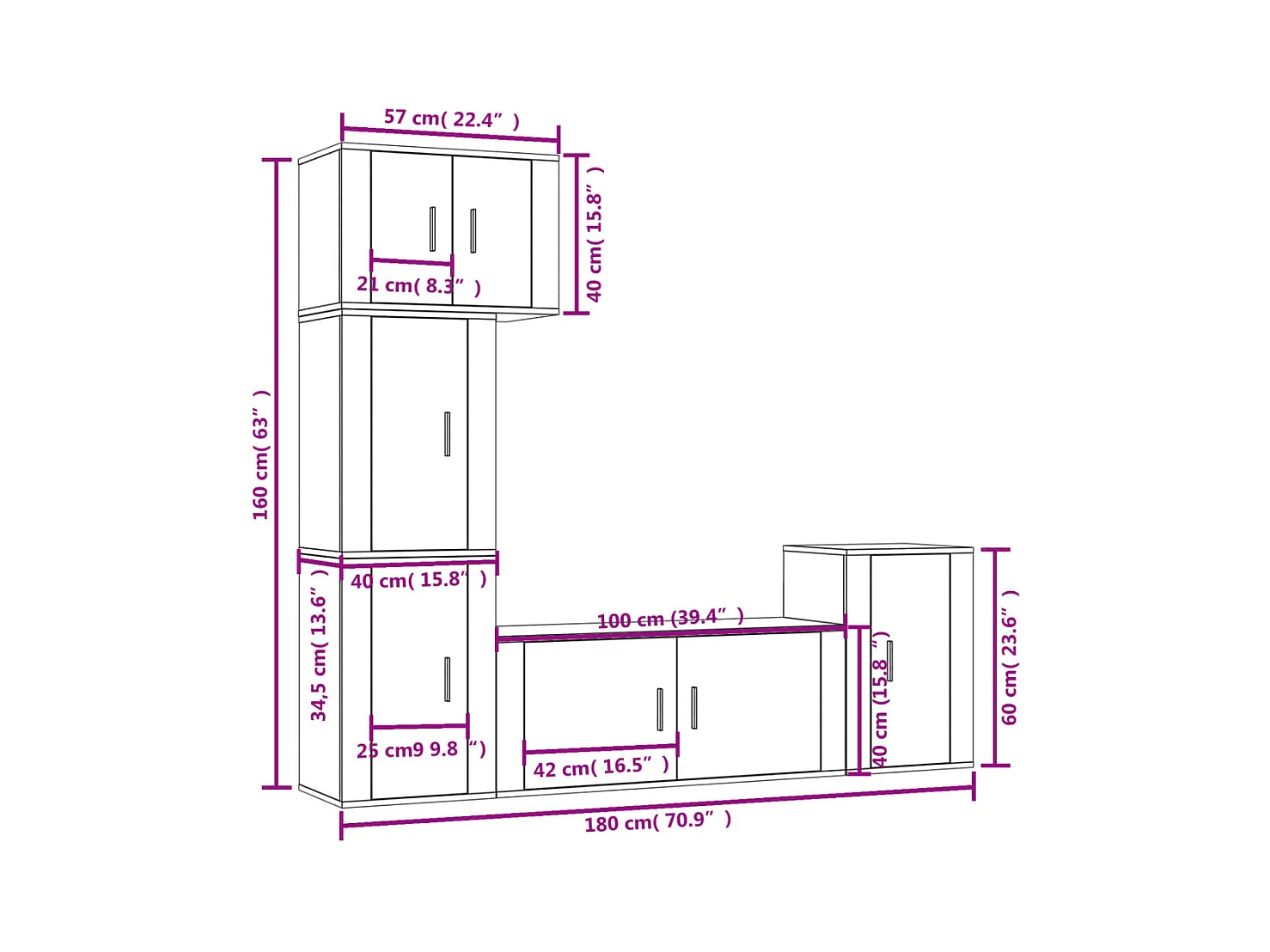 Ralira  Ensemble de meubles TV 5 pcs Sonoma gris Bois d'ingénierie