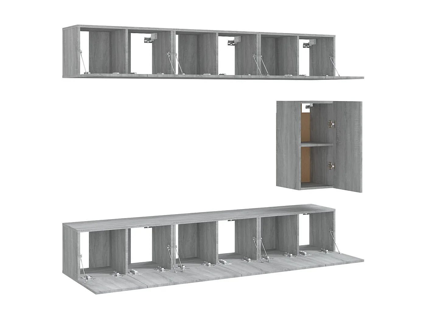 Claudia Isabel  Set de muebles para TV 7 pzas madera contrachapada gris Sonoma