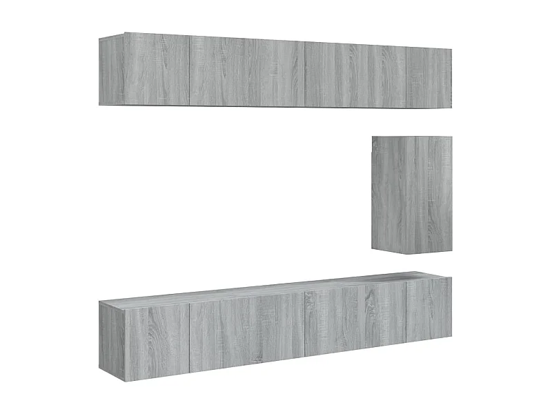 Claudia Isabel  Set de muebles para TV 7 pzas madera contrachapada gris Sonoma