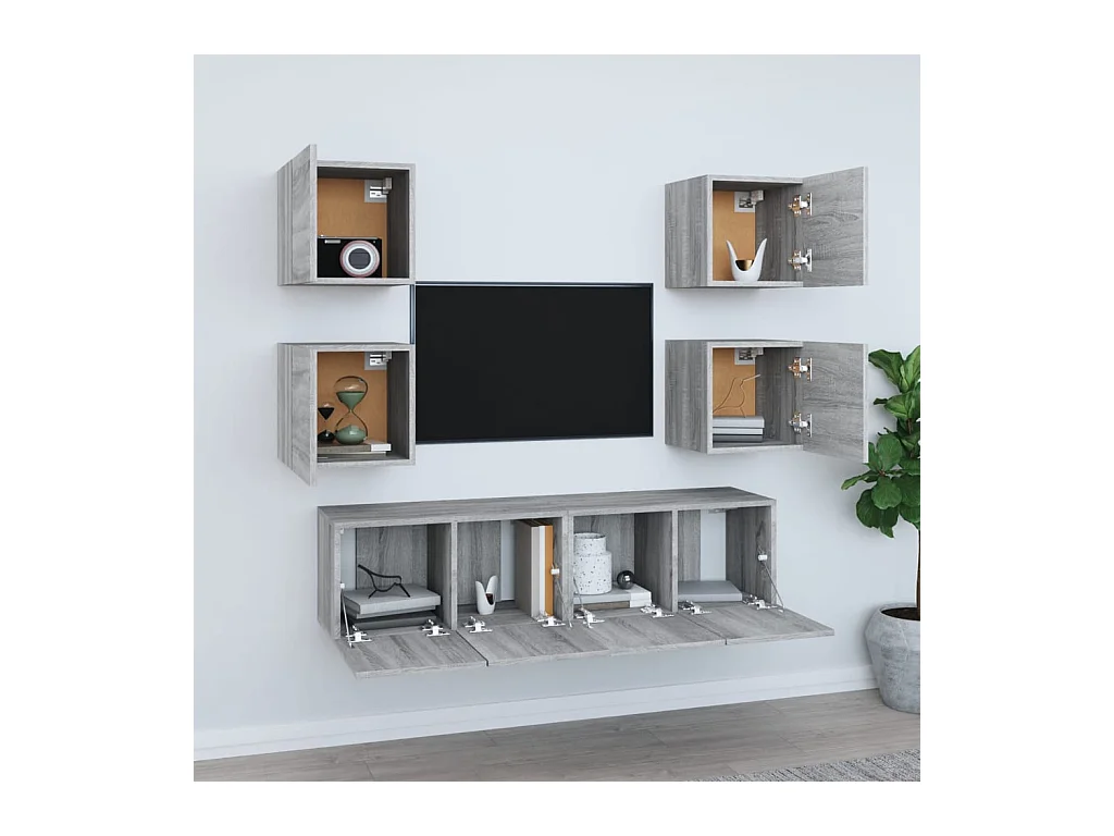 Azra  Ensemble de meubles TV 6 pcs Sonoma gris Bois d'ingénierie
