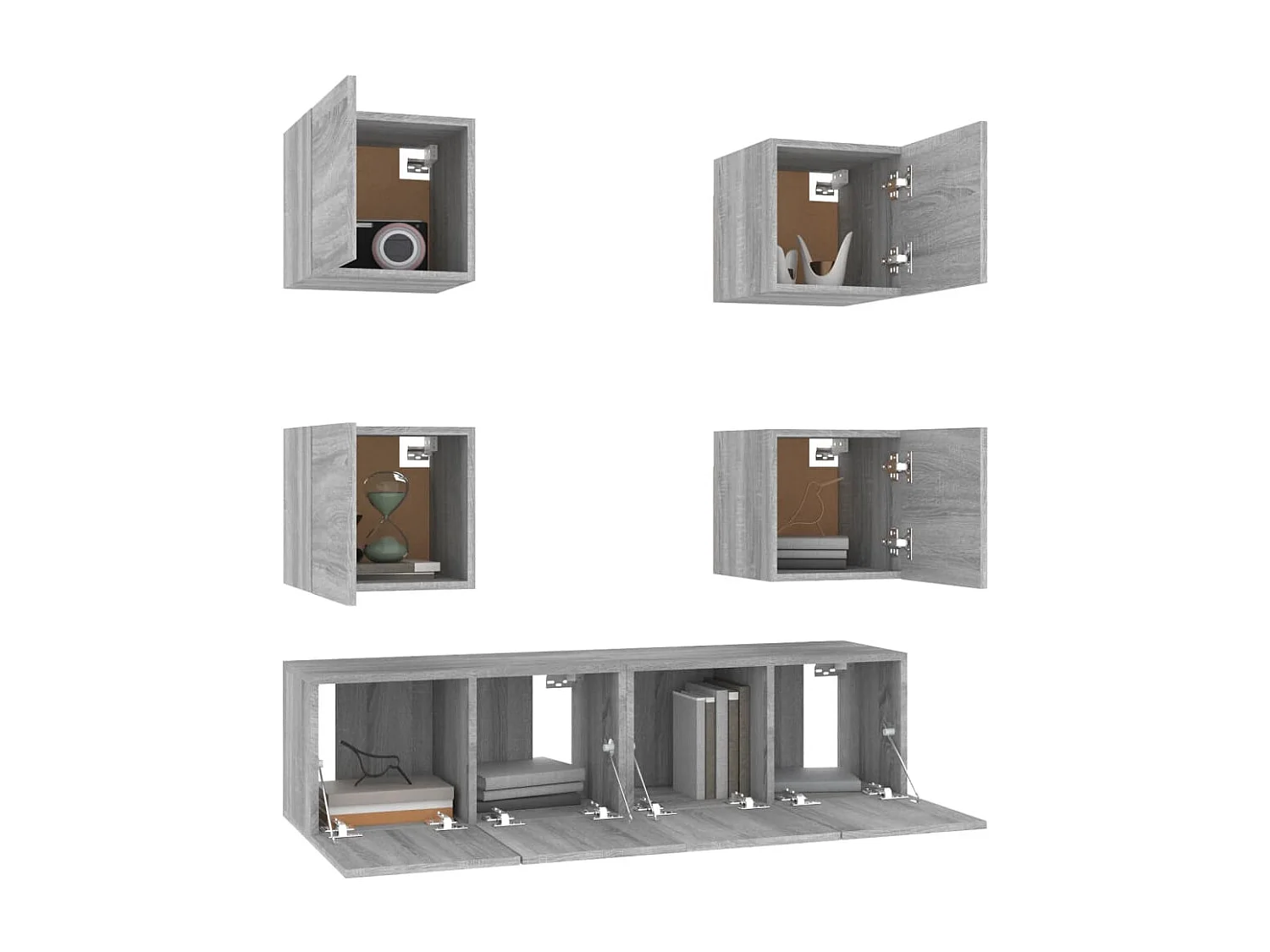 Azra  Set de muebles para TV 6 pzas madera contrachapada gris Sonoma
