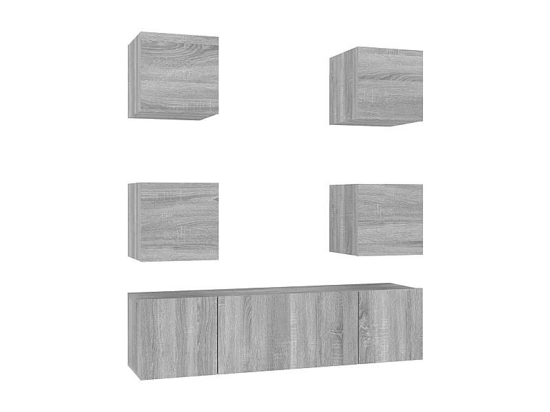 Azra  Set de muebles para TV 6 pzas madera contrachapada gris Sonoma