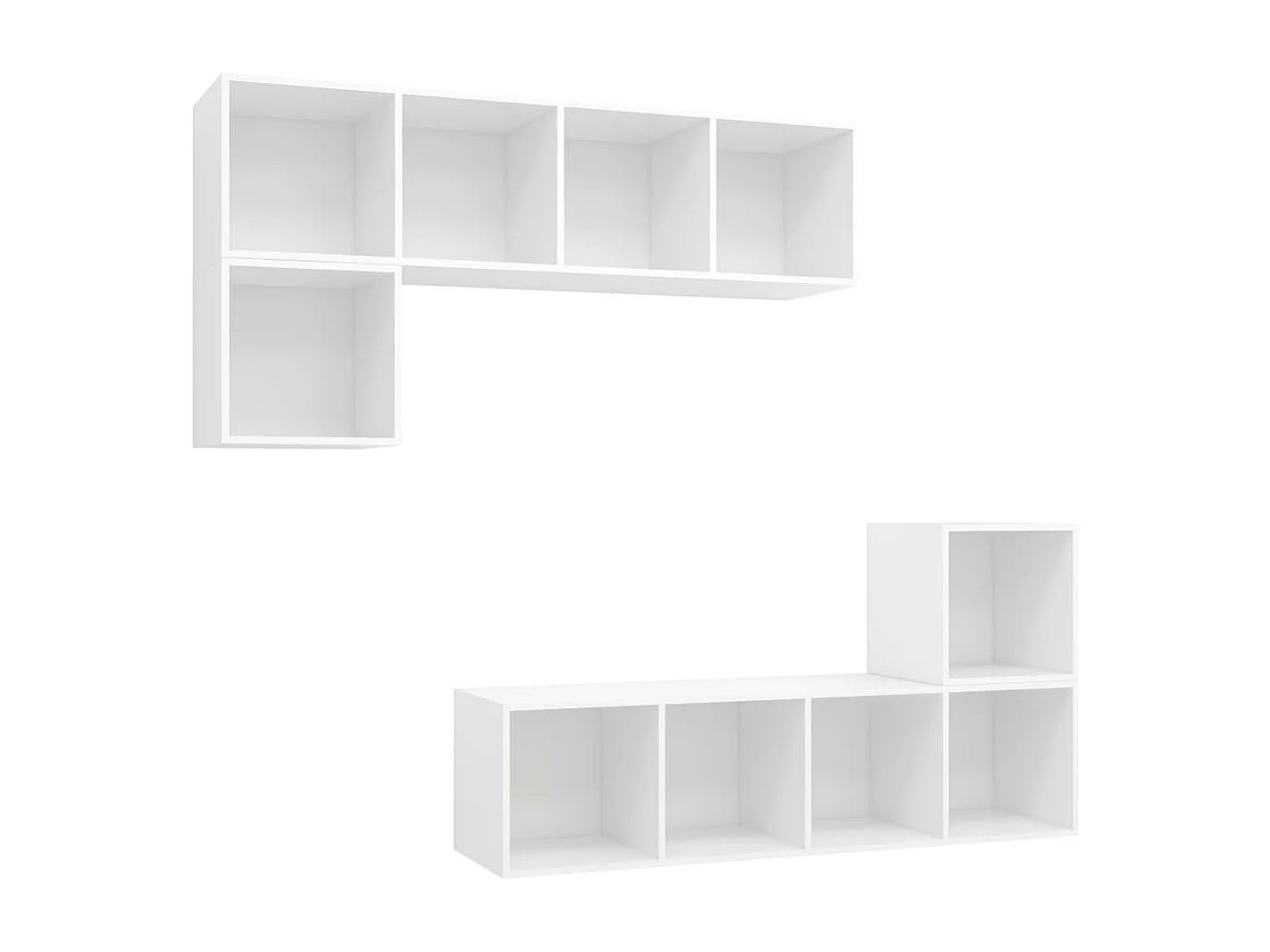 Fronja  4-delige Tv-meubelset bewerkt hout wit