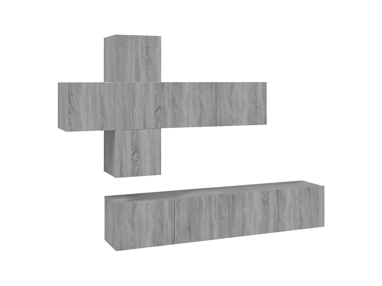 Evangelina  Ensemble de meubles TV 7 pcs Sonoma gris Bois d'ingénierie