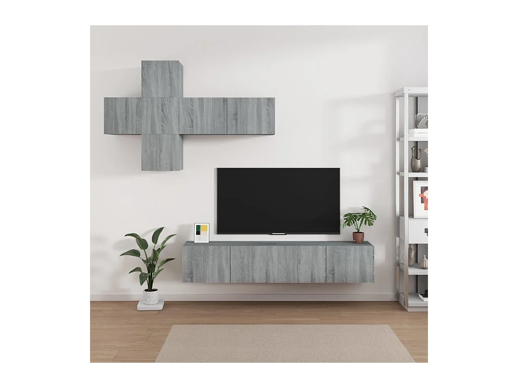 Evangelina  Ensemble de meubles TV 7 pcs Sonoma gris Bois d'ingénierie