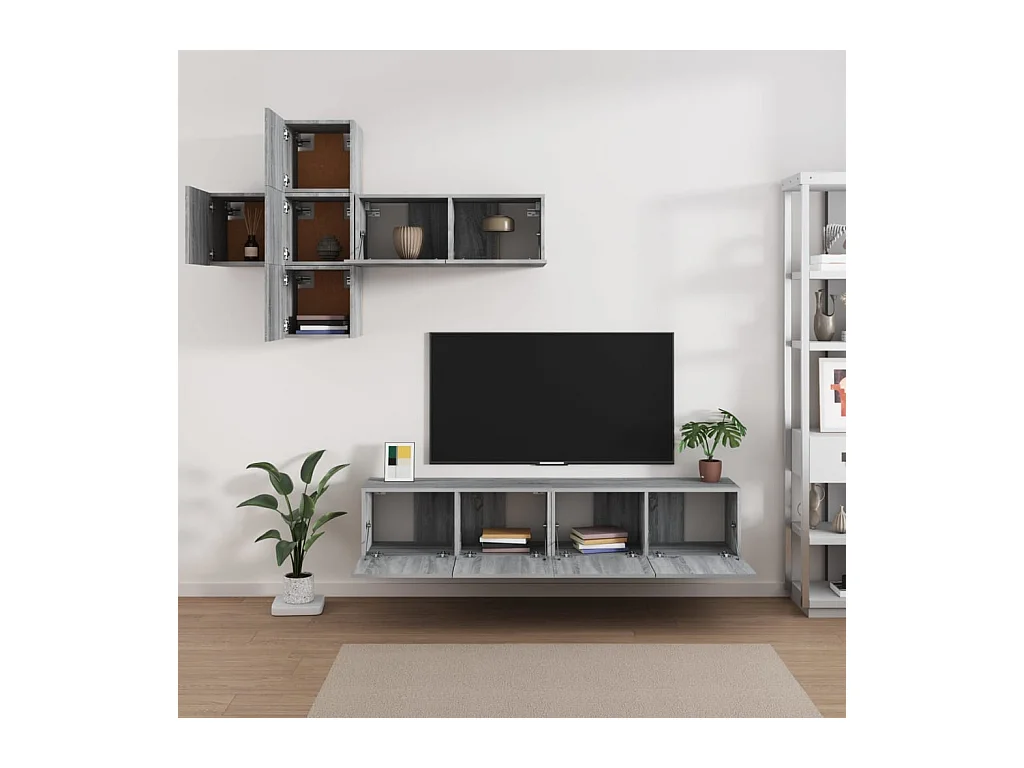 Evangelina  Ensemble de meubles TV 7 pcs Sonoma gris Bois d'ingénierie