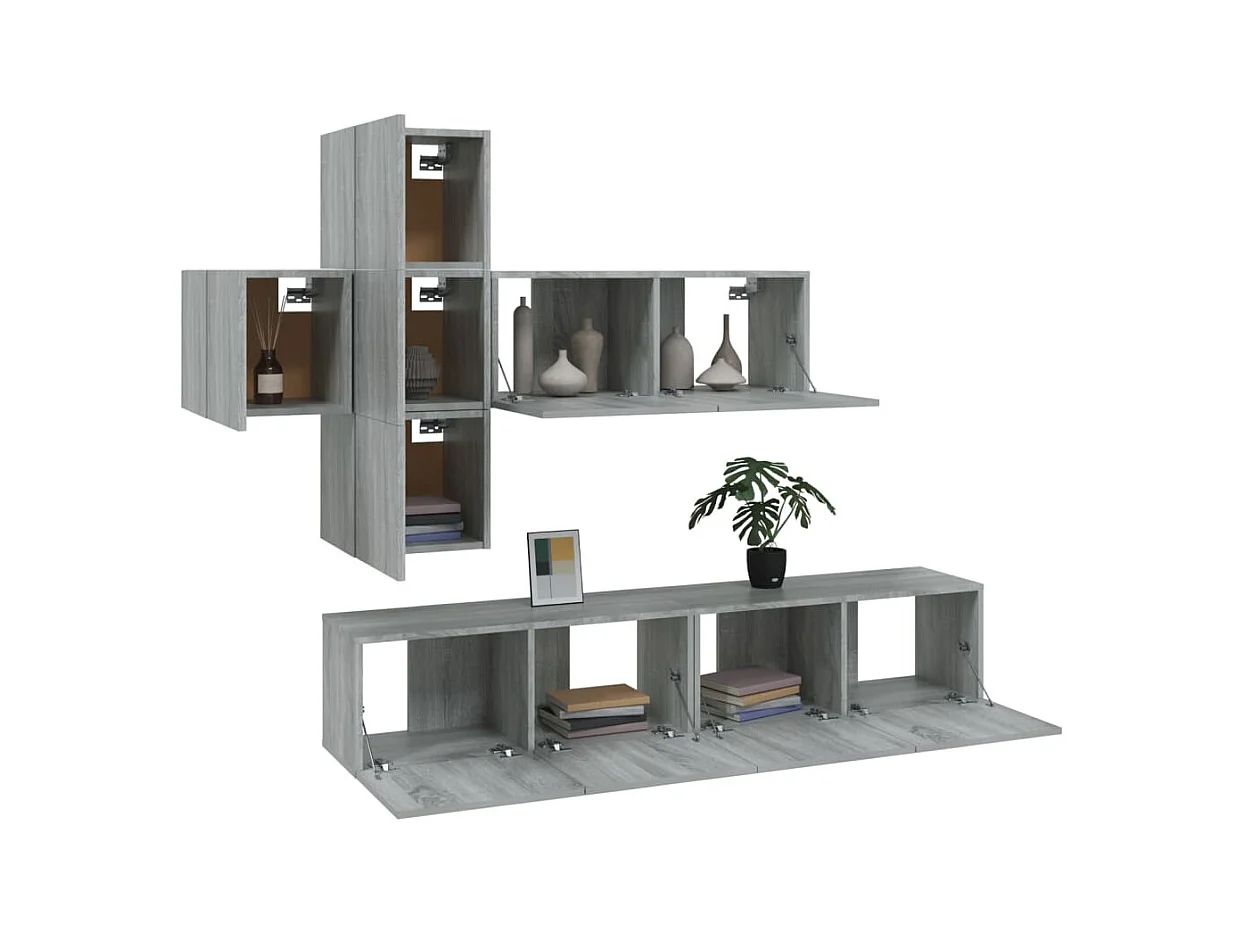 Evangelina  Ensemble de meubles TV 7 pcs Sonoma gris Bois d'ingénierie