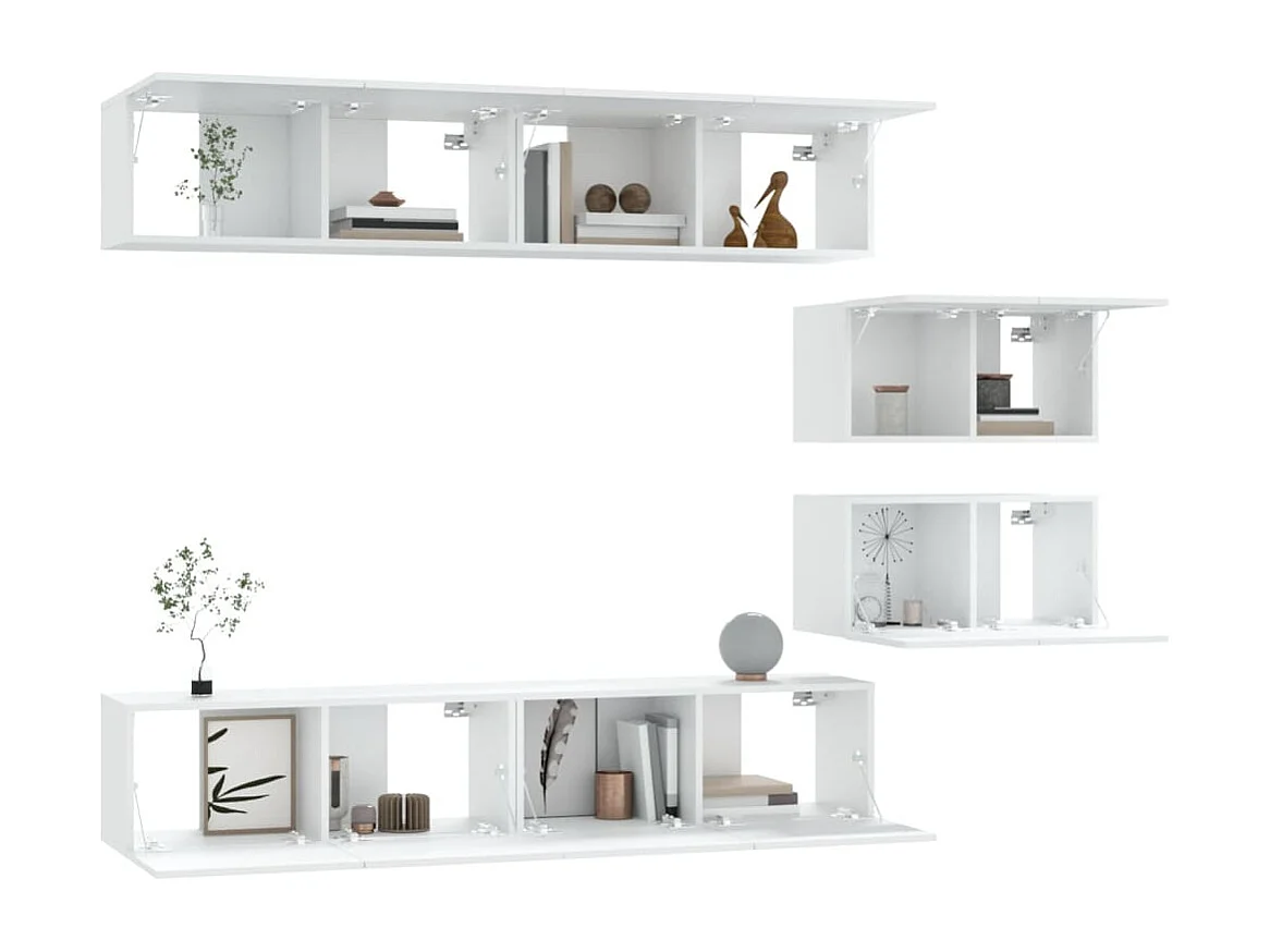 Juliette  6-delige Tv-meubelset bewerkt hout wit