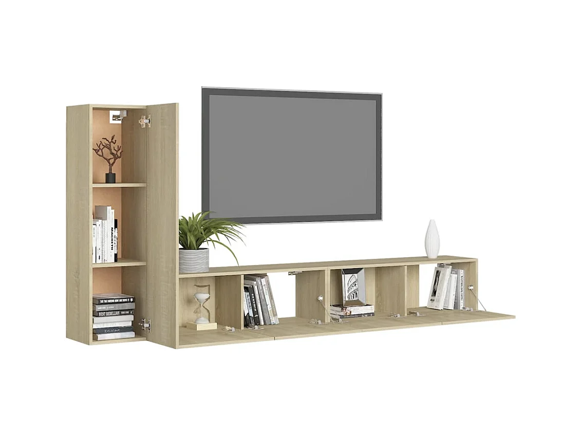 Zyanio  Ensemble de meubles TV 3 pcs Chêne sonoma Bois d'ingénierie