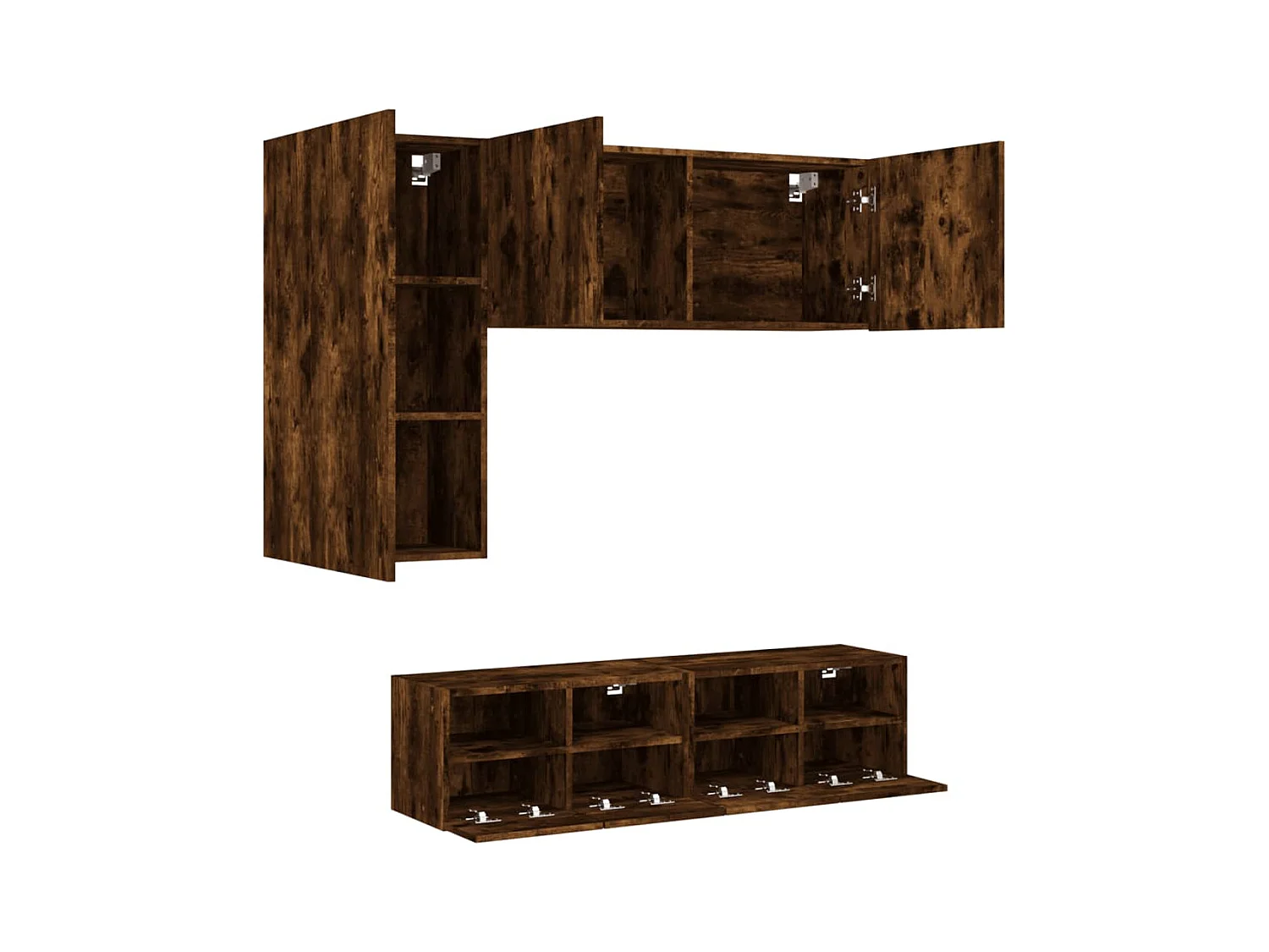 Jylorn  Unités murales TV 4 pcs chêne fumé bois d'ingénierie