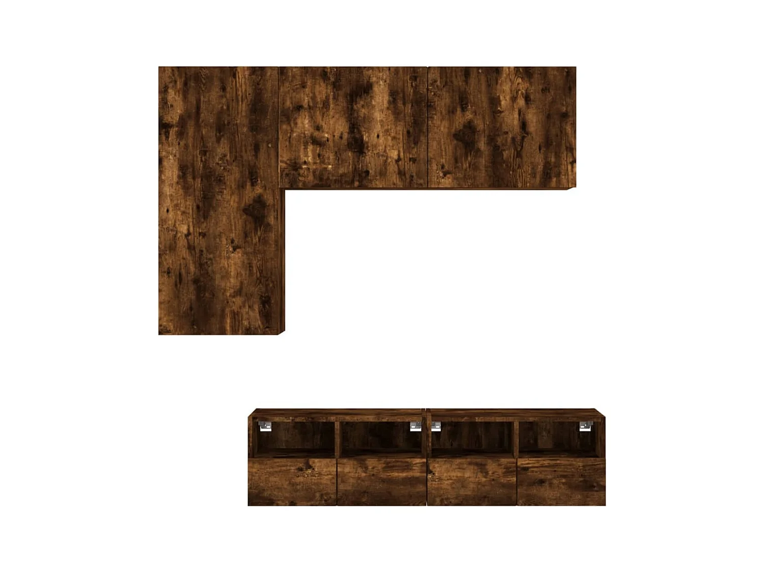 Jylorn  Unités murales TV 4 pcs chêne fumé bois d'ingénierie