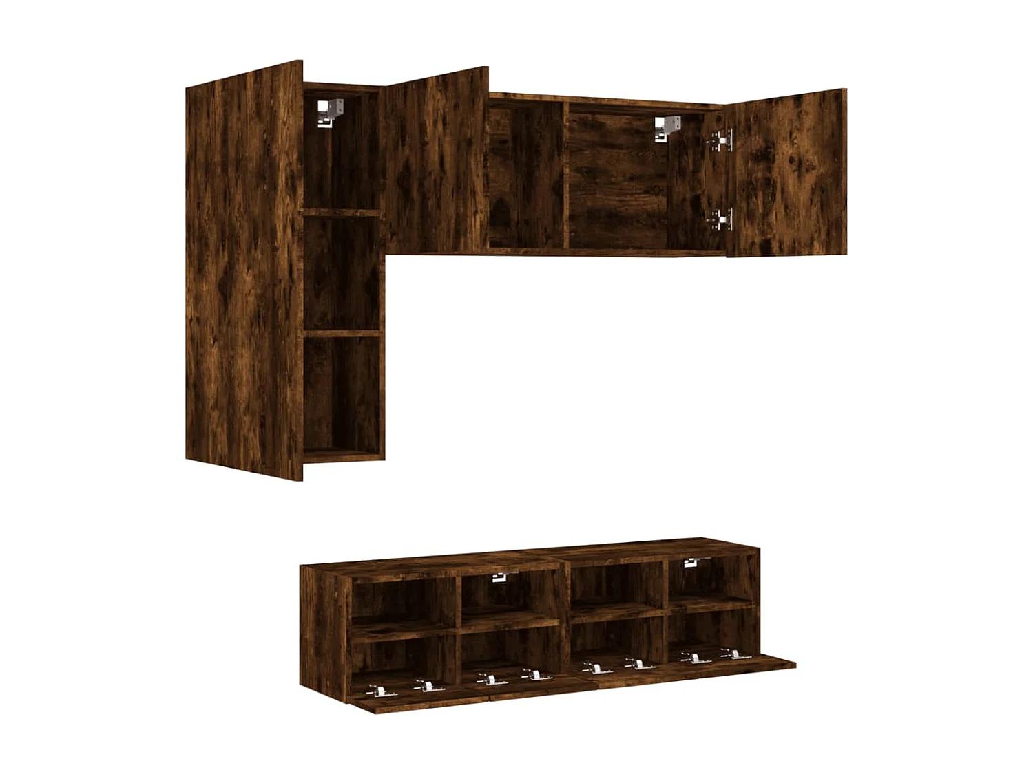 Jylorn  Unités murales TV 4 pcs chêne fumé bois d'ingénierie