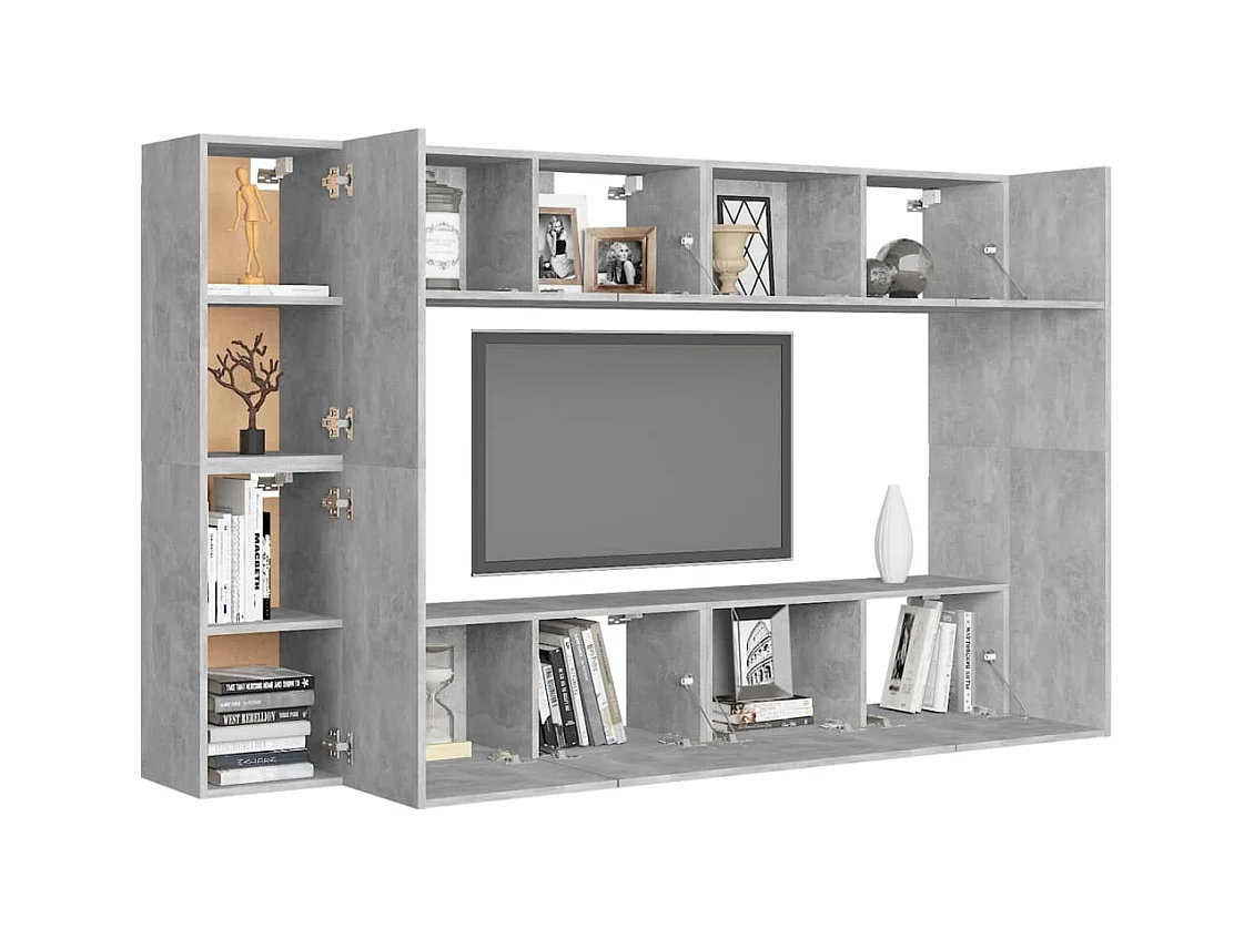Beltsville  Ensemble de meubles TV 8 pcs Gris béton Bois d'ingénierie