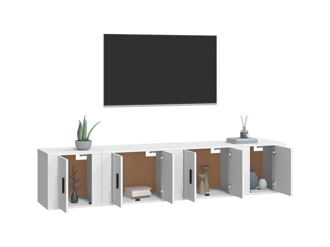 Nørre Nebel  Ensemble de meubles TV 4 pcs Blanc Bois d'ingénierie