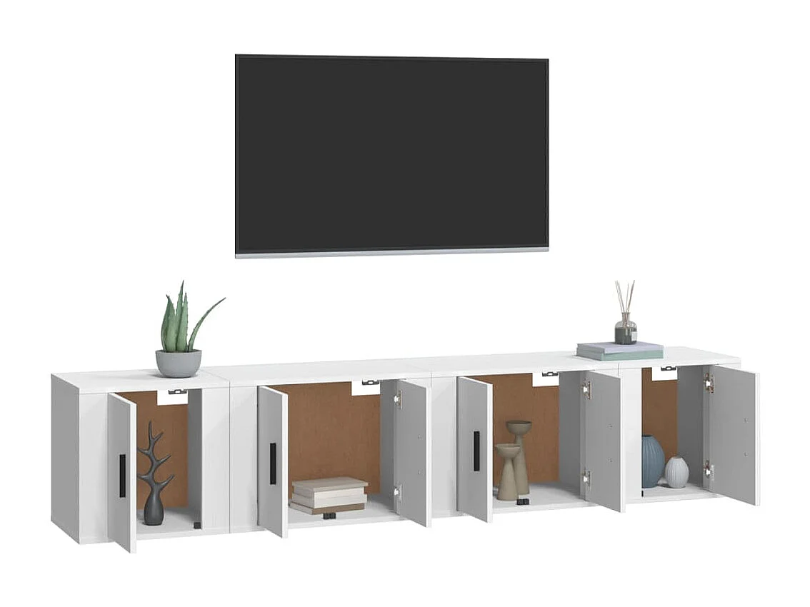 Nørre Nebel  Ensemble de meubles TV 4 pcs Blanc Bois d'ingénierie