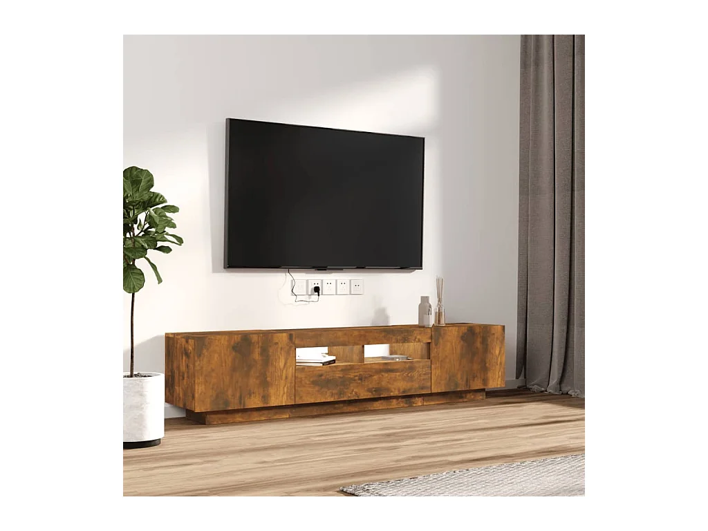 Wyandotte  Ensemble de meubles TV avec lumières LED 2 pcs Chêne fumé