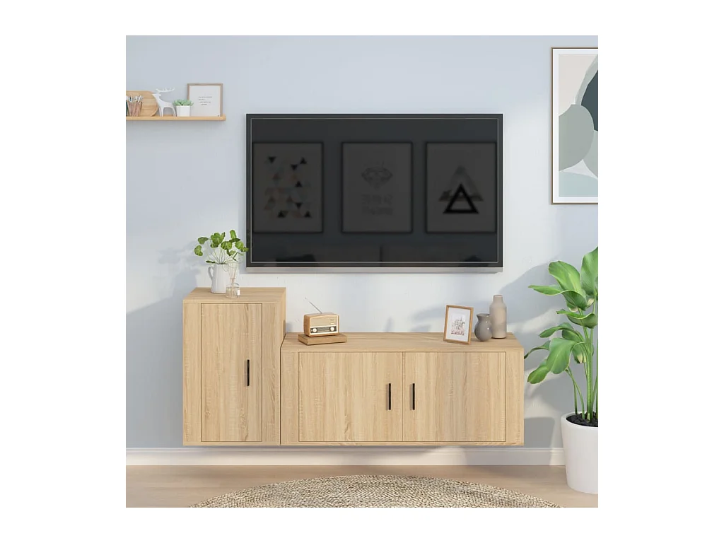 Sissel  Ensemble de meubles TV 2 pcs chêne sonoma bois d'ingénierie