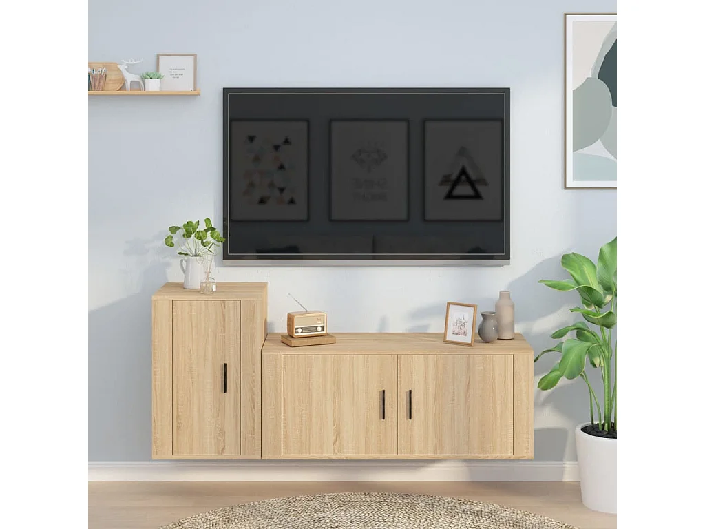 Sissel  Ensemble de meubles TV 2 pcs chêne sonoma bois d'ingénierie