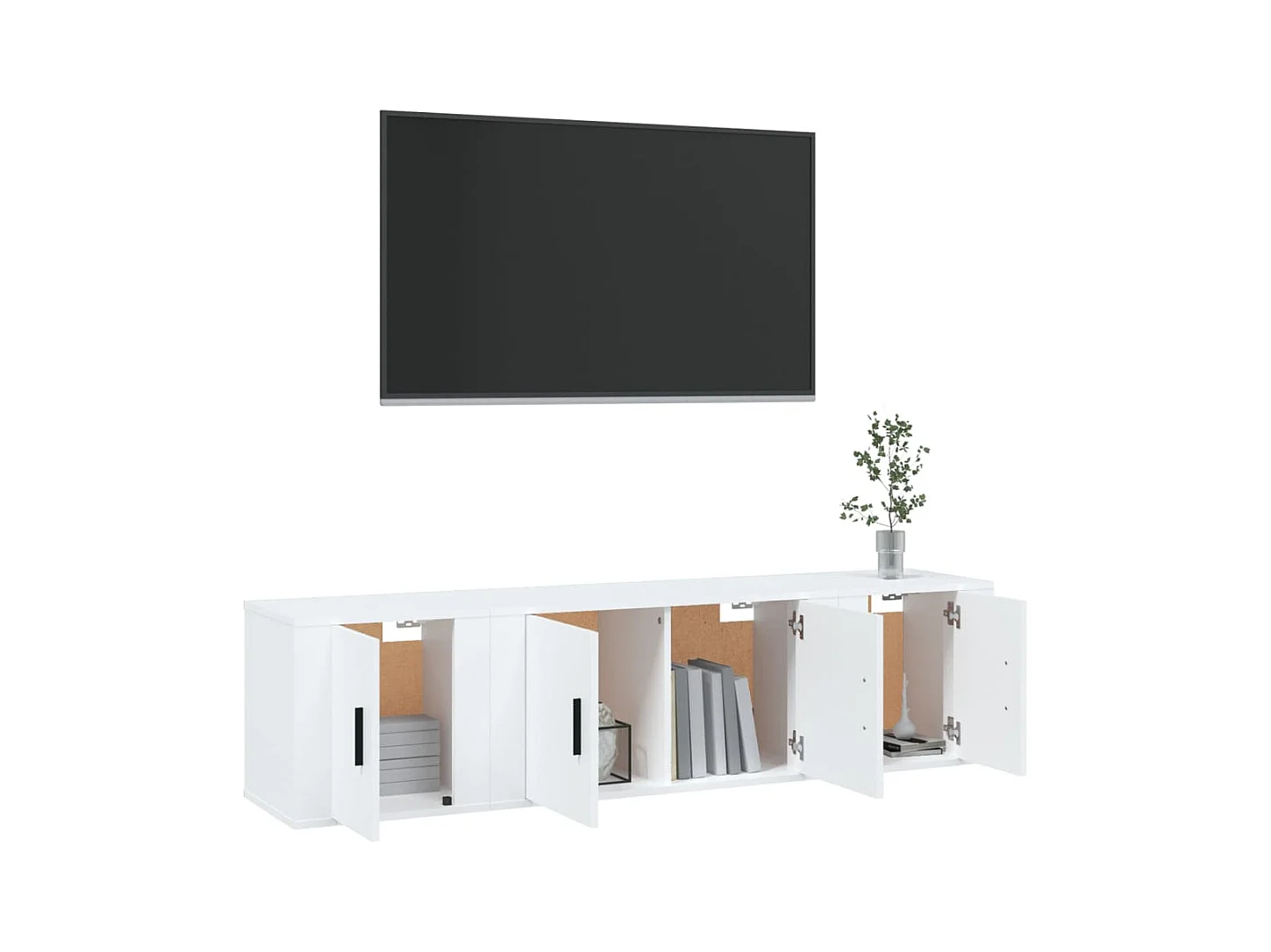 Cevriye  3-delige Tv-meubelset bewerkt hout wit