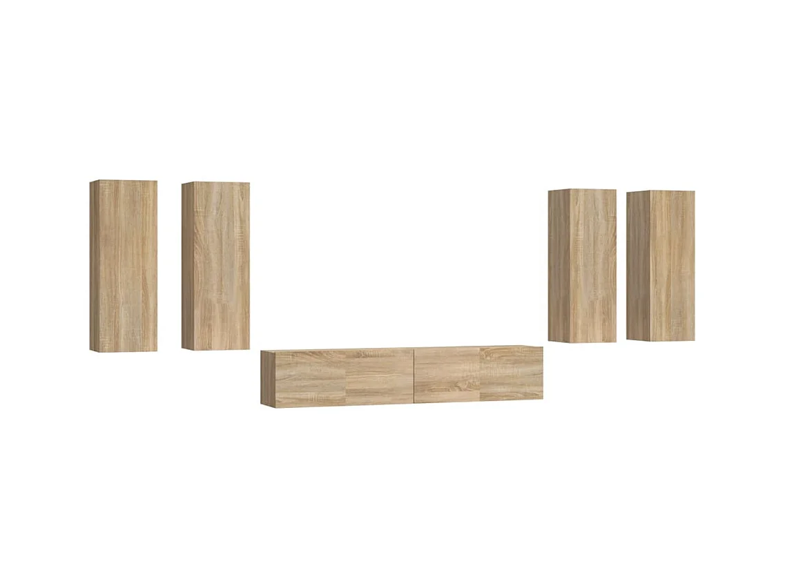 Lunteren  Ensemble de meubles TV 6 pcs Chêne sonoma Bois d'ingénierie